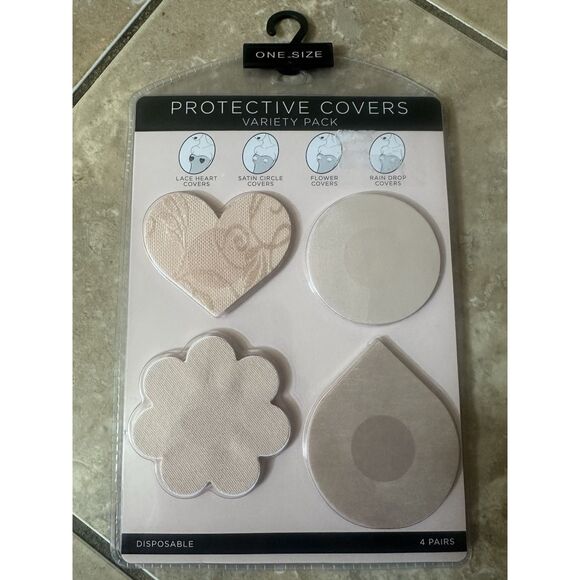 Set Of 4 Protective Nipple Covers Nude Fun Shapes Plunge Neck Strapless - Picture 1 of 3